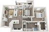 Two bedroom 904 square feet floor plan